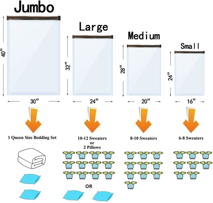 12 パック バキューム 収納袋 (3 X JUMBO, 3 X LARGE, 3 X MEDIUM, 3 X SMALL)