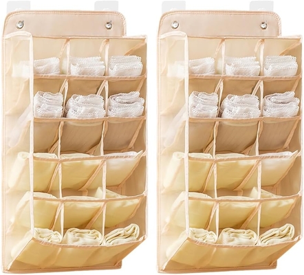 3D 新しい耐久的なクローゼット 3D メッシュポケット,壁棚 衣装 収納袋 (BEIGE-2PACK)