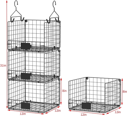 ソニアベッカ 3階建ての吊り付けクローゼットオーガナイザー 名札付き 衣類吊り棚 5Sフック 壁マウント&amp;キャビネット