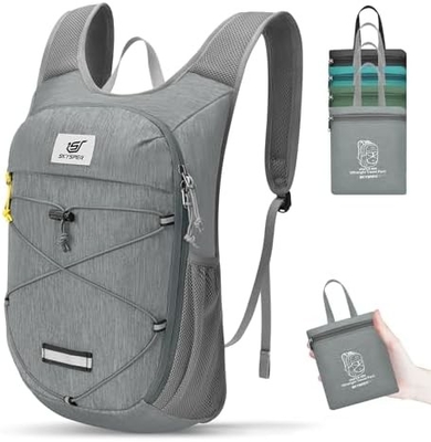 SKYSPER 折りたたむ式ハイキングバックパック - 10L 小型軽量 デイパック 男性 女性用 透気型 旅行 バックパック