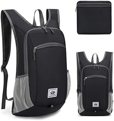 15Lハイキングバックパック 超軽量 梱包可能なハイキングバックパック 防水 折りたたみ デイパック 旅行用 (グレー)