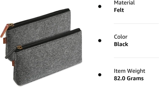 ProCase鉛筆バッグ ペンケース,フェルト 学生用文具 ポケット シッパーバッグ 鉛筆,鉛筆,ハイライト,ジェルペン,マーカー