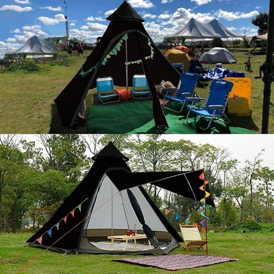 12'x10'x8'ドームキャンプテント 5-6人 4シーズン ダブルレイヤー 防水 紫外線 防風 テント 家族 屋外キャンプ