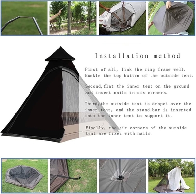 12'x10'x8'ドームキャンプテント 5-6人 4シーズン ダブルレイヤー 防水 紫外線 防風 テント 家族 屋外キャンプ