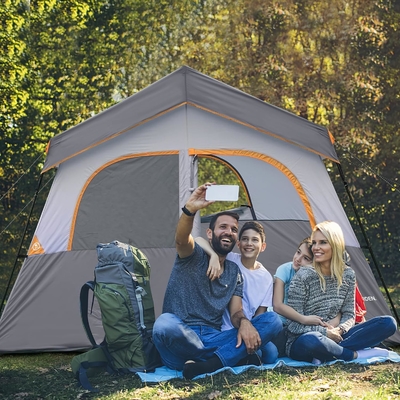HIKERGARDEN 6人用キャンプテント - 家庭用キャンプ用テントを簡単に持ち運び,風力抵抗性のある布のキャビンテント