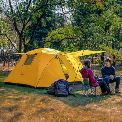 KAZOO 2/4 人 キャンプテント 屋外 防水 家庭用 大型テント 2/4 人 簡単にセットアップできるテント 玄関付き 双層