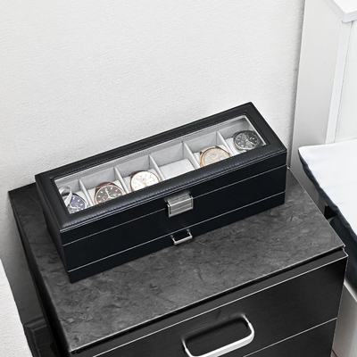 ProCase 時計 ボックスオーガナイザー 男性用 6 スロット 時計 ディスプレイケース 引き出し付き 父の日 ギフト 男性 時計 ホールダー 時計
