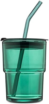 13オンス/400ml トンブル水ガラス ストローと蓋を封印したカップ コーヒー,アイスティー,厚壁隔離ガラスのために持ち