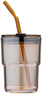 13オンス/400ml トンブル水ガラス ストローと蓋を封印したカップ コーヒー,アイスティー,厚壁隔離ガラスのために持ち