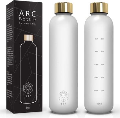 ARCANAアーチ水瓶 時間表示付き - 飲み時間付きの動機付け水瓶 - BPAフリー冷凍プラスチック