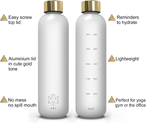 ARCANAアーチ水瓶 時間表示付き - 飲み時間付きの動機付け水瓶 - BPAフリー冷凍プラスチック