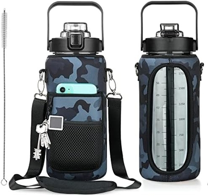 半ガロンの水瓶 スリーブ付き 吸い草とタイムスタンプのインスピレーションの水瓶
