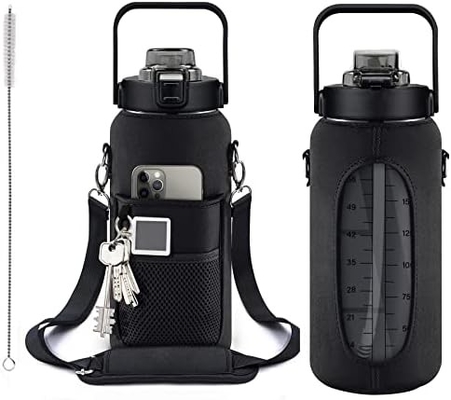 半ガロンの水瓶 スリーブ付き 吸い草とタイムスタンプのインスピレーションの水瓶