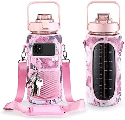 半ガロンの水瓶 スリーブ付き 吸い草とタイムスタンプのインスピレーションの水瓶