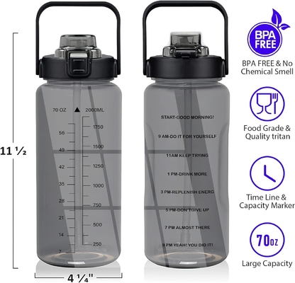 半ガロンの水瓶 スリーブ付き 吸い草とタイムスタンプのインスピレーションの水瓶