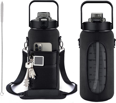 半ガロンの水瓶 スリーブ付き 吸い草とタイムスタンプのインスピレーションの水瓶