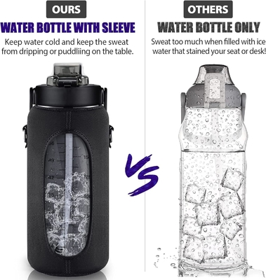 半ガロンの水瓶 スリーブ付き 吸い草とタイムスタンプのインスピレーションの水瓶