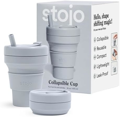 折りたたむ旅行カップ - セージグリーン,12オンス / 355ml - 漏れ防止用 リサイクル用 ポケットサイズ シリコンボトル