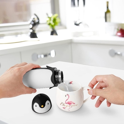 ペンギン ステンレス スチール 掃除用 隔熱 トンブル 旅行 カップ 茶 水瓶 カフェ フラックス