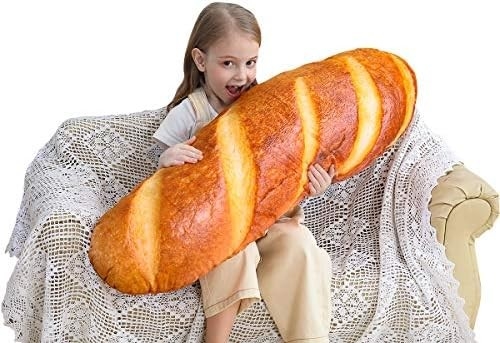 3Dシミュレーションの40インチ パンの形 枕 柔らかい腰部 バグエット 背面 クッション 面白い食べ物 毛布 詰め物