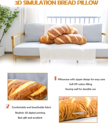 3Dシミュレーションの40インチ パンの形 枕 柔らかい腰部 バグエット 背面 クッション 面白い食べ物 毛布 詰め物