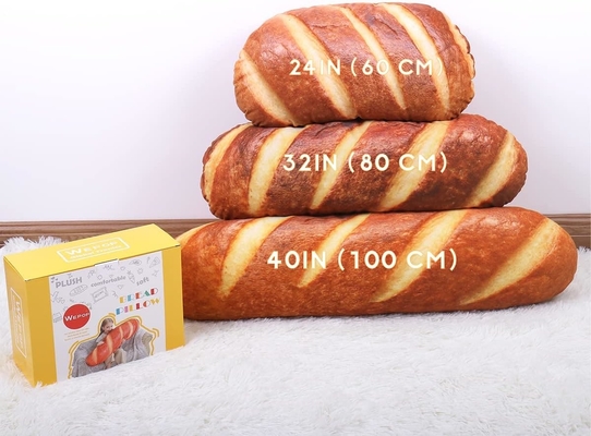 3Dシミュレーションの40インチ パンの形 枕 柔らかい腰部 バグエット 背面 クッション 面白い食べ物 毛布 詰め物
