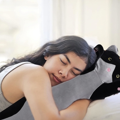 WUYU 可愛い毛布猫人形 可愛い漫画 柔らかい詰め物 猫の子枕 長い投げ 寝たきり 寝たきり 玩具 子供向け ギフト