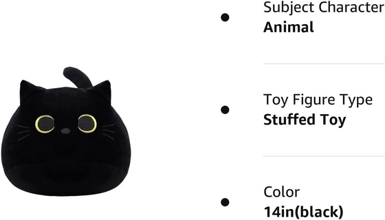 黒い猫 毛布 柔らかい 詰め物 動物 枕 赤ちゃん ソファ 飾り 猫 の 形 の デザイン