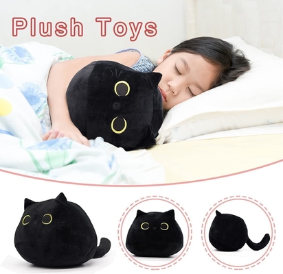 黒い猫 毛布 柔らかい 詰め物 動物 枕 赤ちゃん ソファ 飾り 猫 の 形 の デザイン