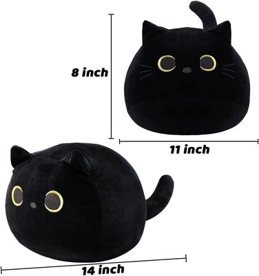 黒い猫 毛布 柔らかい 詰め物 動物 枕 赤ちゃん ソファ 飾り 猫 の 形 の デザイン