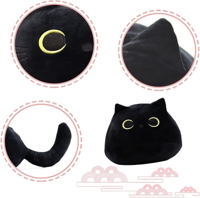 黒い猫 毛布 柔らかい 詰め物 動物 枕 赤ちゃん ソファ 飾り 猫 の 形 の デザイン