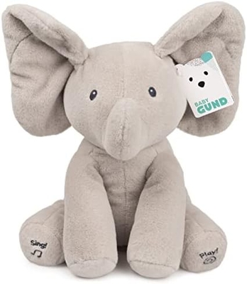 GUND ベビー アニメーション フラッピー ゾウ プルーシュ シンギング 詰め物 動物 ベビー 玩具 0歳以上 12インチ グレー