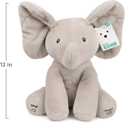 GUND ベビー アニメーション フラッピー ゾウ プルーシュ シンギング 詰め物 動物 ベビー 玩具 0歳以上 12インチ グレー