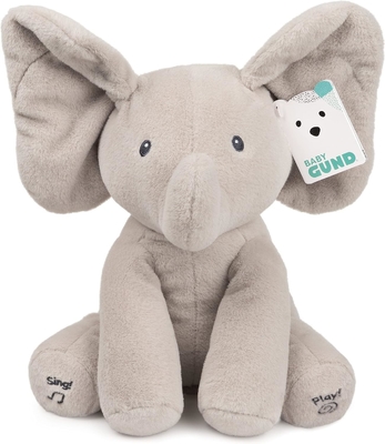 GUND ベビー アニメーション フラッピー ゾウ プルーシュ シンギング 詰め物 動物 ベビー 玩具 0歳以上 12インチ グレー