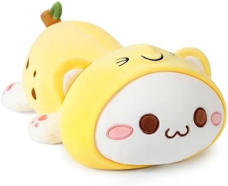 オンスイアース 可愛い子猫 プルーシュトイ 25.5インチ 詰め物 ペット キティ ソフト アニメ 猫 大型 プルーシュ枕 子供用 (白 A, 25.5