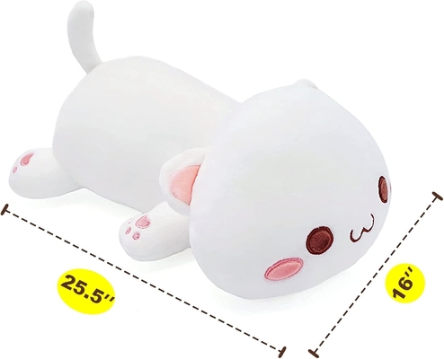 オンスイアース 可愛い子猫 プルーシュトイ 25.5インチ 詰め物 ペット キティ ソフト アニメ 猫 大型 プルーシュ枕 子供用 (白 A, 25.5