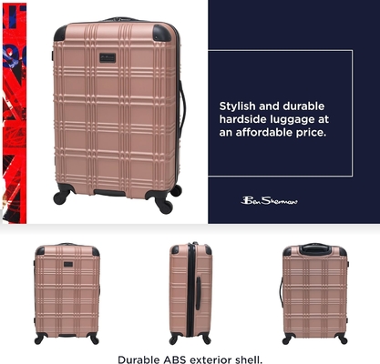 軽量 ハードサイド 4輪スピナー 旅行荷物 ローズゴールド 24インチ チェック