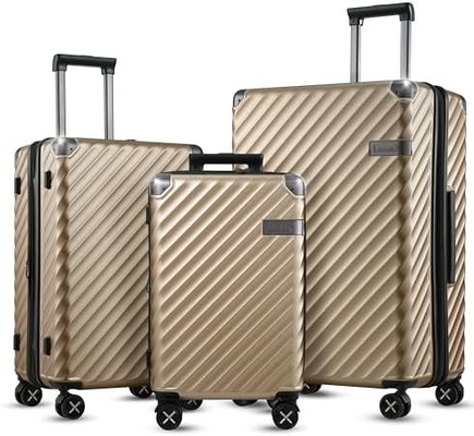 荷物 22x14x9 航空会社承認 - 35Lポリカーボネット 拡張可能なハードシェル スーツケース スピナーホイール (黒,20インチ)