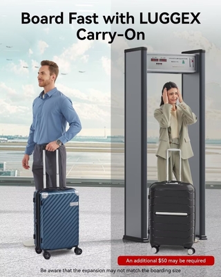 荷物 22x14x9 航空会社承認 - 35Lポリカーボネット 拡張可能なハードシェル スーツケース スピナーホイール (黒,20インチ)
