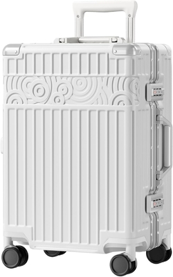 ザイプなしの荷物 8輪 20インチ ハードシェル スーツケース PC+ABS TSAロック 4 メタルコーナー ホワイト