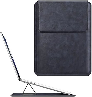 ラップトップケース MacBook Air 13.6M3 M2 A3113 A2681/MacBook Pro 14 A2992-PU スタンド機能付きの薄い革のバッグカバー,茶色