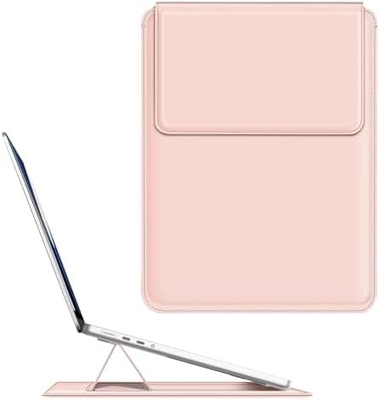 ラップトップケース MacBook Air 13.6M3 M2 A3113 A2681/MacBook Pro 14 A2992-PU スタンド機能付きの薄い革のバッグカバー,茶色
