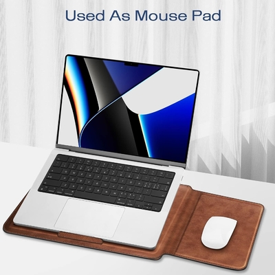 ラップトップケース MacBook Air 13.6M3 M2 A3113 A2681/MacBook Pro 14 A2992-PU スタンド機能付きの薄い革のバッグカバー,茶色