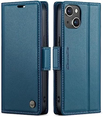 QLTYPRI iPhone 13/14の財布カバー [RFIDブロック] 携帯ケースの衝撃防止用のクレジットカードスロットホルダー