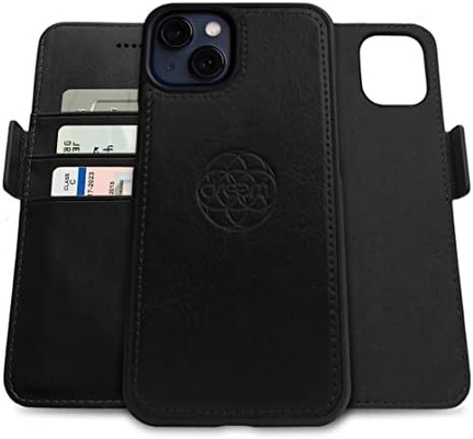 iPhone 13 財布ケース / 2イン1 ショックケースと取り外せるベガンの革セット,マグセーフ対応,RFID保護
