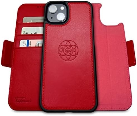 iPhone 13 財布ケース / 2イン1 ショックケースと取り外せるベガンの革セット,マグセーフ対応,RFID保護