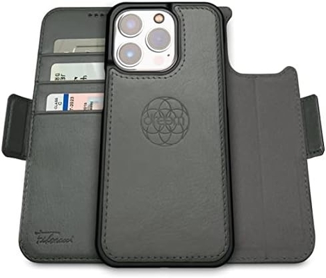 iPhone 13 財布ケース / 2イン1 ショックケースと取り外せるベガンの革セット,マグセーフ対応,RFID保護