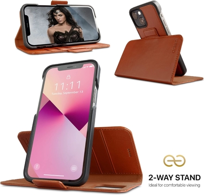 iPhone 13 財布ケース / 2イン1 ショックケースと取り外せるベガンの革セット,マグセーフ対応,RFID保護