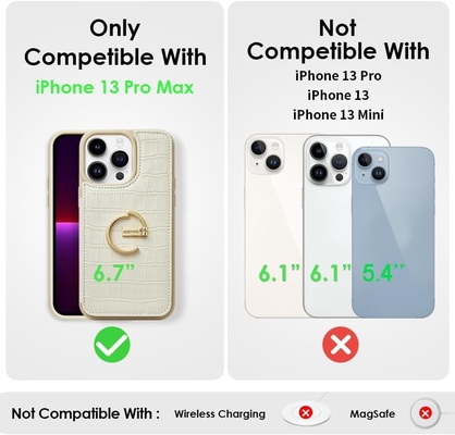 iPhone 13Pro Max 6.7 &quot; 財布ケース カードホルダー リングホルダー付き革保護ケース