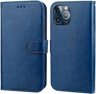 iPhone 12/Proの財布ケースと互換性 カードホルダー PU レザースタンド 衝撃防弾 手首ストラップ クランプシェル 6.1インチ